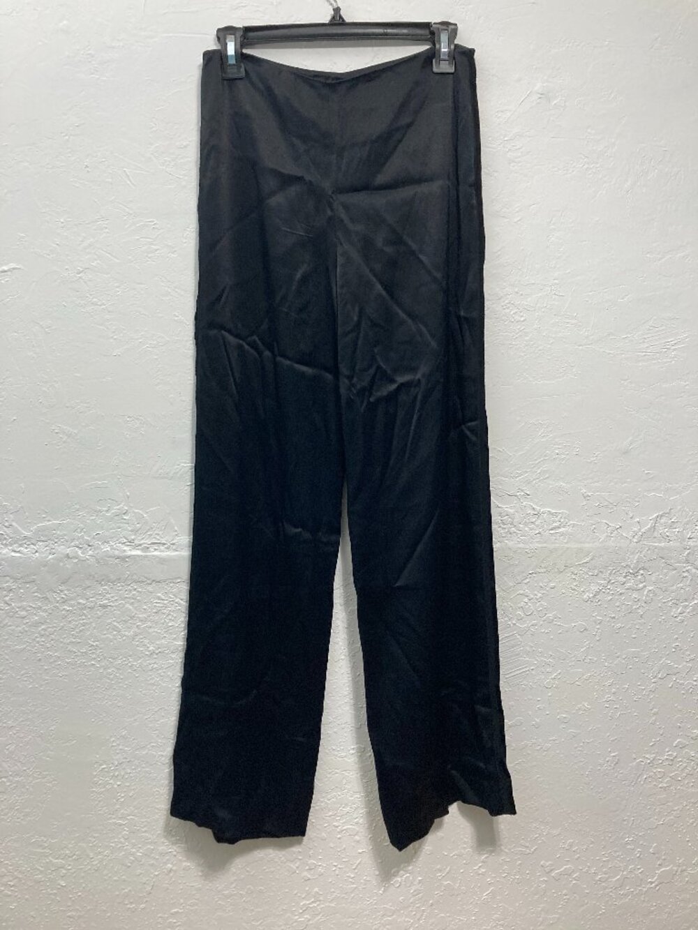 VINCE Liquid Satin Wide Leg Pants Black Quiet Luxury Side Zip Minimalism Size 0 - Picture 4 of 14
